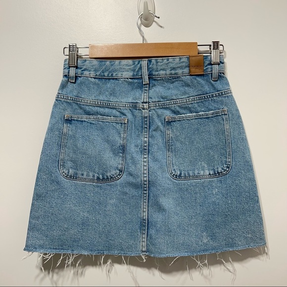 ZARA Womens Denim Jean Mini Skirt Light Wash Button Front A-Line High Rise Small - Picture 8 of 12